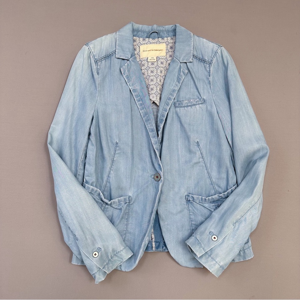 Anthropologie PILCO Newsy denim jeans chambray jacket, M. - Picture 8 of 11